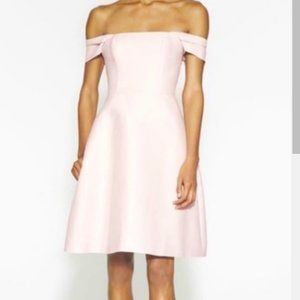 HALSTON Heritage Off Shoulder Silk Faille Cocktail or Bridal Dress - Primrose